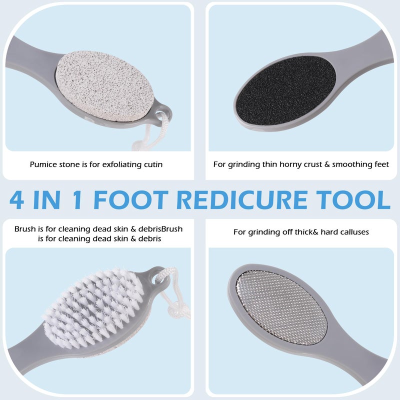TaShow 3 Pcs 4 in 1 Foot Brush for Use in Shower with Pumice Stone  Foot Rasp and Sandpaper  Foot Scrubber Brush for Feet  Dead Skin Remover for Foot Care - Image 3